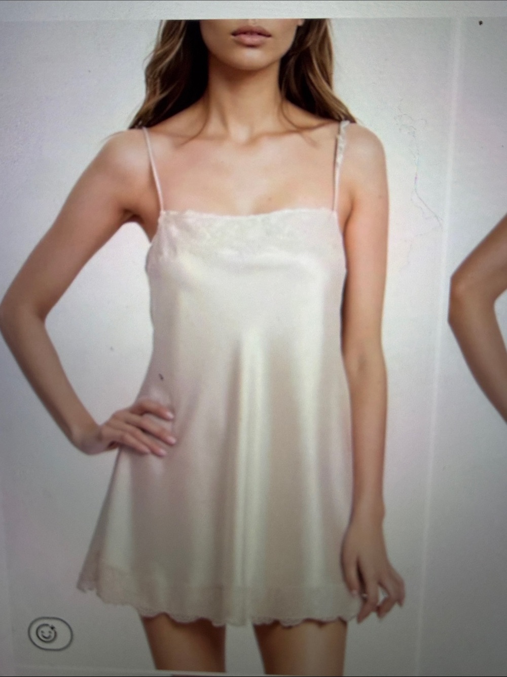Silky Lace-Trim Chemise Slip Dress